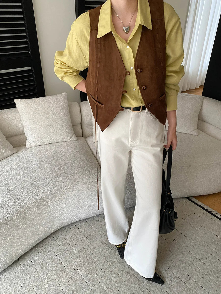 Spring women's fashionable and simple commuting temperament, high waist wide leg straight leg slimming jeans