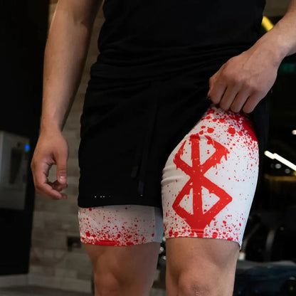 Y2K Summer Men Streetwear Anime Berserk Oversize Active Athletic Gym Short Pants Training Fitness Workout Track Shorts Clothes