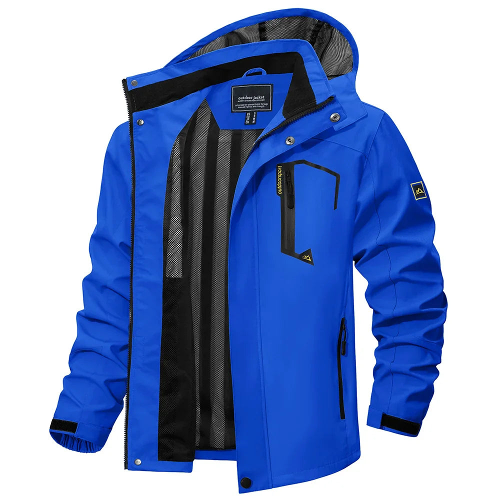 Spring Autumn Lightweight Jackets Mens Mesh Lined Waterproof Rain Jacket Outdoor Fishing Hiking Jacket Male Windbreaker