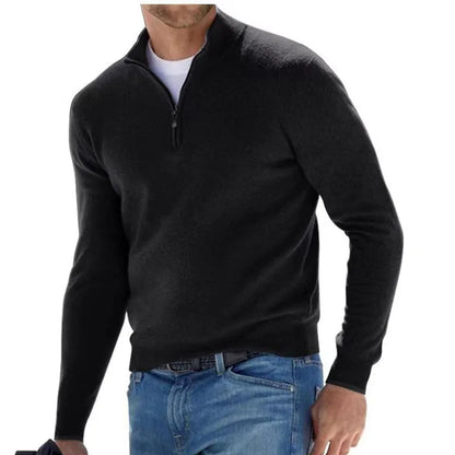 Men's Casual Sweater New V-neck Long Sleeve Pullover Outdoor Work Sweatshirts Autumn Lightweight Half Zipper Sweater Winter Top