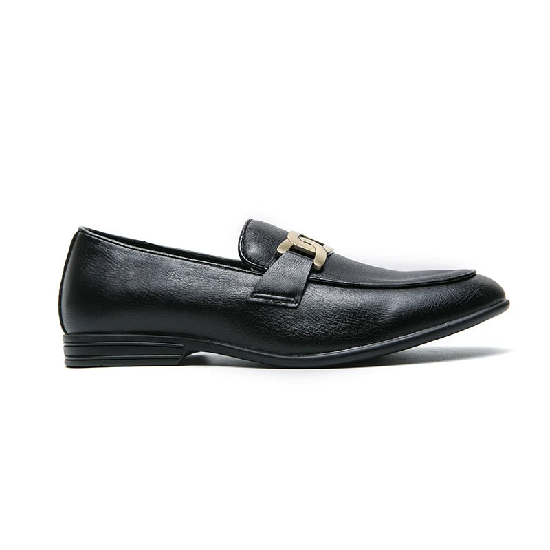 Italian Fashion Leather Shoes Moccasins For Men Casual Man Shoe Business Male Formal Pointed Fashion Wedding Black Skin