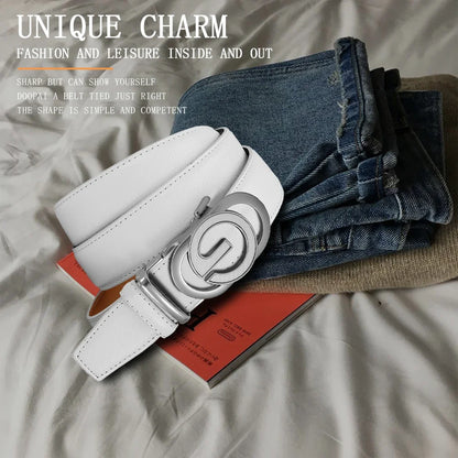 Men's Leather Belt Men's High-quality Metal Buckle Business Black Cowhide Men's Fashionable Casual Belt Women's Size