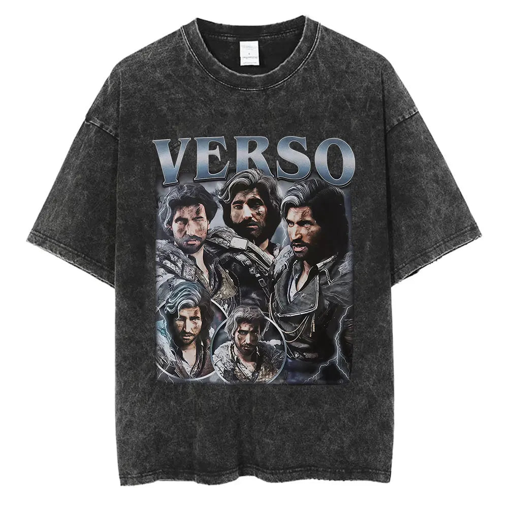Game Clair Obscur Expédition 33 Vintage Washed T Shirts Men's Women Casual High Quality Oversized Cotton T-shirt Fans Streetwear
