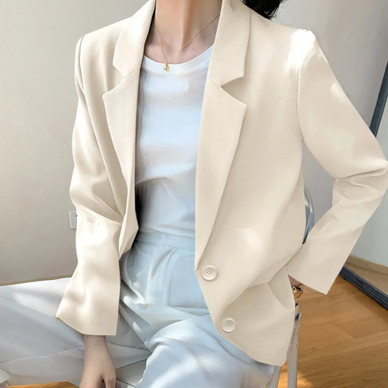 New Solid Color Blazer Coat Female Spring Autumn  Fashion Suit Jacket Ladies 2026  Advanced Long Sleeves Casual Tops Outwear