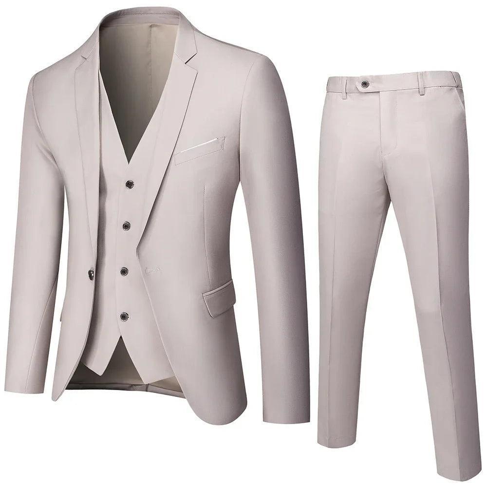 2026 New Men's Suit 3-Pieces Set (Jacket+Pants+Vest) Wedding/Party/Office Coat and Vests Trousers, Asian Sizes M-5XL 6XL.