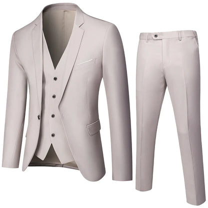 2026 New Men's Suit 3-Pieces Set (Jacket+Pants+Vest) Wedding/Party/Office Coat and Vests Trousers, Asian Sizes M-5XL 6XL.