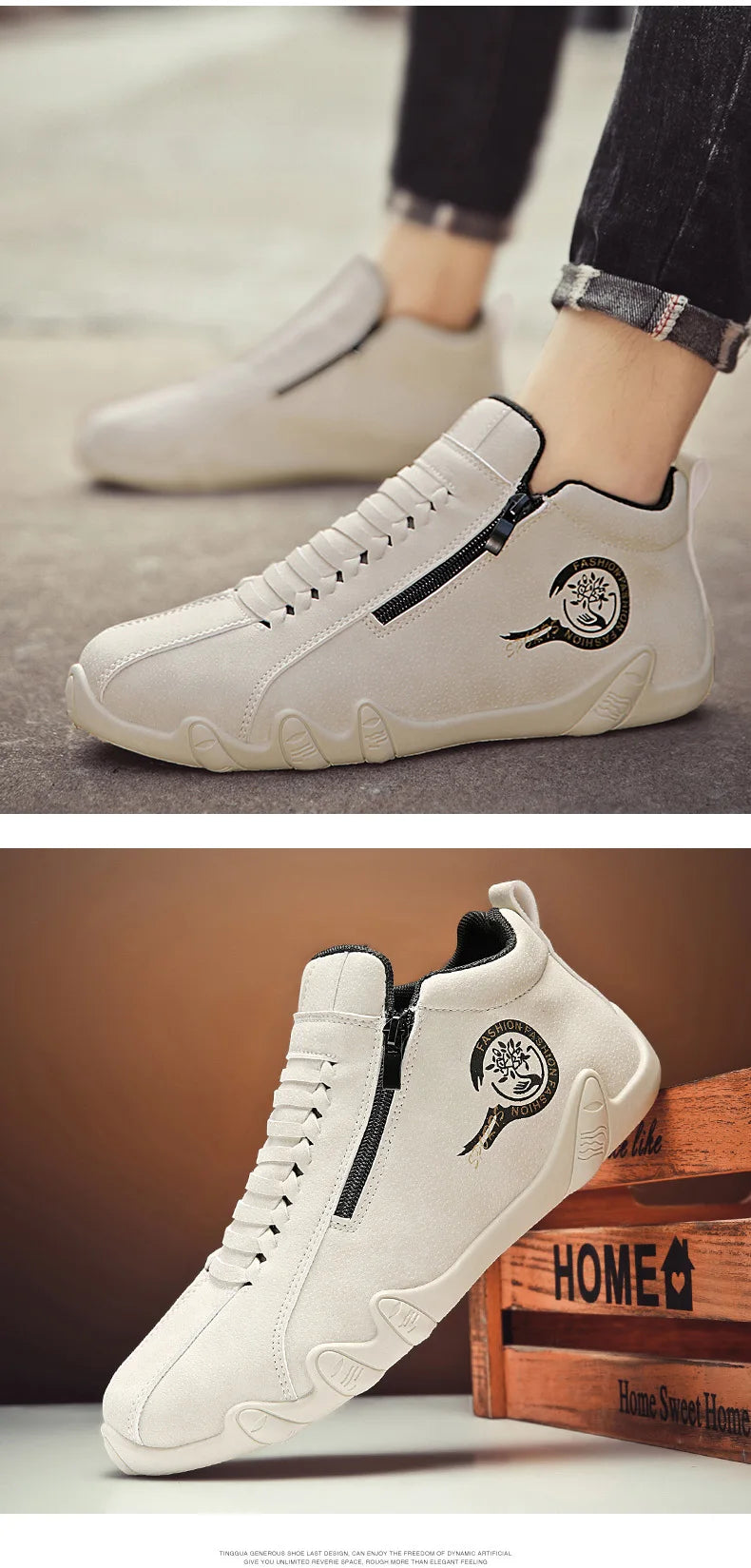 New Men's Ankle Boots Fashion Soft Sole High Top Sneakers Men Shoes Outdoor Versatile Loafers Comfortable Casual Walking Shoes
