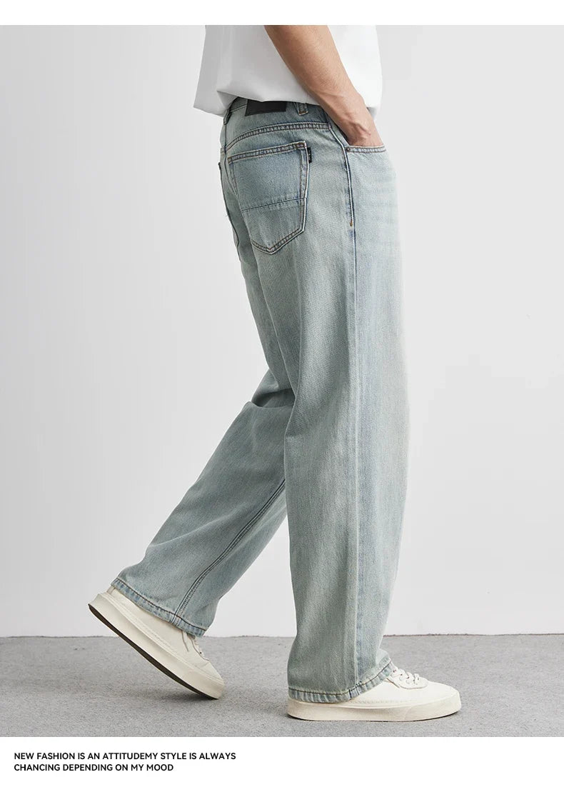 Straight Jeans Summer 2025 New Thin Retro Loose Casual Fashion Wide Pants Straight Pants Large Size Jeans 25-36