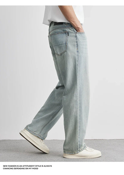 Straight Jeans Summer 2025 New Thin Retro Loose Casual Fashion Wide Pants Straight Pants Large Size Jeans 25-36