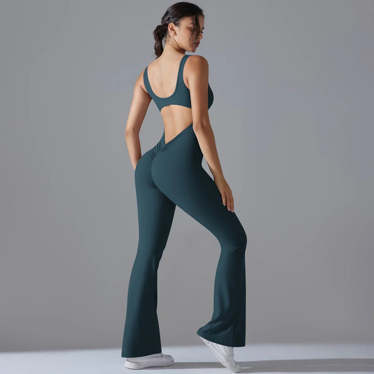 Sexy Back V Jumpsuit Gym Set Women Training Yoga Suit Sportswear Women Sports Jumpsuit Fitness Rompers Stretch Workout Bodysuits