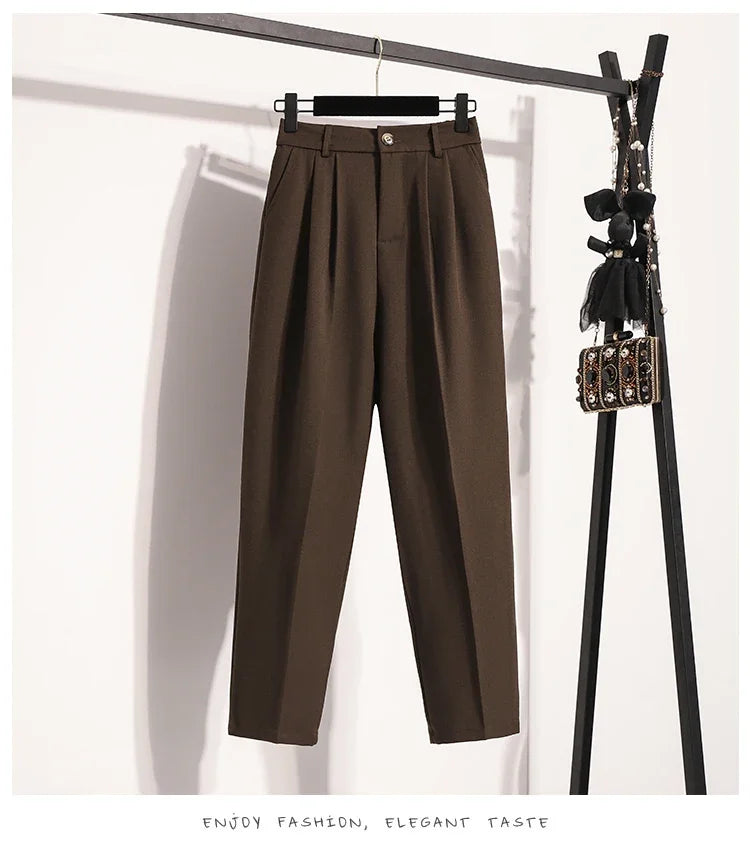 Plus Size Pants Woman 2026 Spring Autumn New Arrival High Waist Suit Pants High Quality Korean Style Straight Trousers