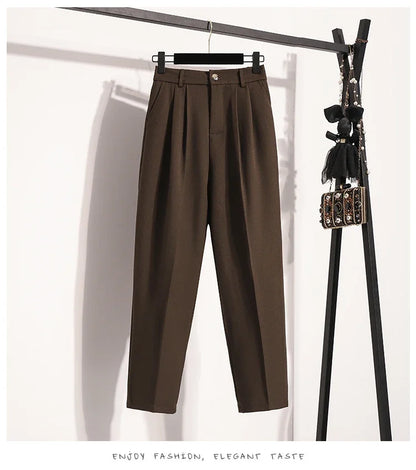 Plus Size Pants Woman 2026 Spring Autumn New Arrival High Waist Suit Pants High Quality Korean Style Straight Trousers