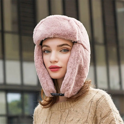 Women Men Thick Plush Windproof Winter Hat Russian Ushanka Snow Caps Bomber Hat