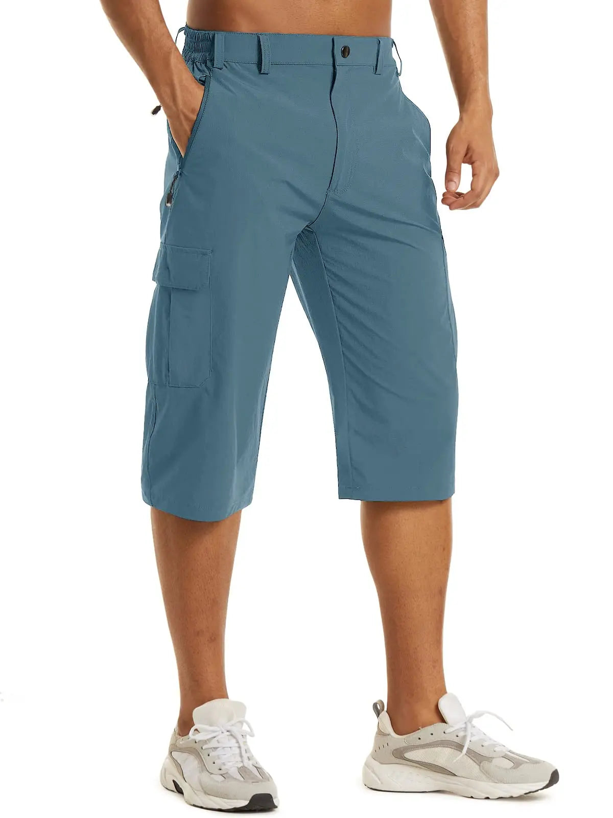 Below Knee Length 3/4 Long Shorts Men's Outdoor Capri Pants Multi Pocket Summer Twill Work Cargo Pants Man
