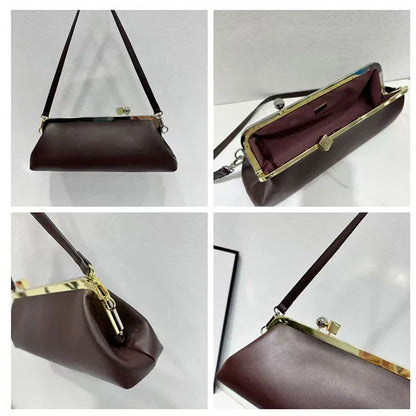 Fashion Long Clutch Bag for Women Luxury Designer Kiss Clip Handbags Luxury Pu Leather Underarm Shoulder Bags Trend Party Purses