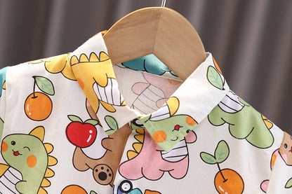 Children Clothing 2023 New Fashionable Boys Clothes Set Summer Kids Sports Style Short Sleeve Shirt Shorts Two Piece Set