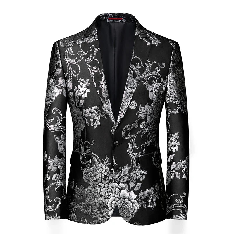 2026 New Men's Pink Embroidered Suit Jacket, Wedding Party Dress Coat, Fashionable Slim Male Blazers, Asian Size M-5XL 6XL