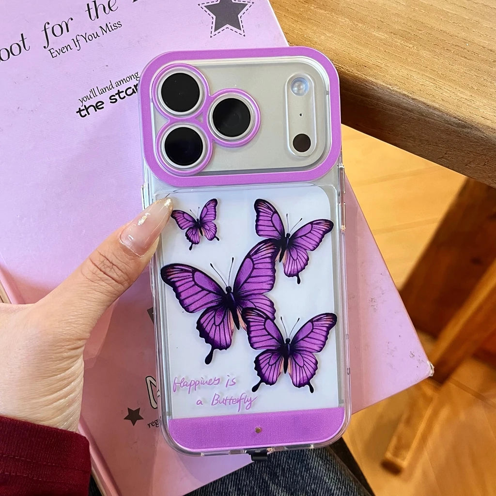 5 Color Change Luminous Call Light Up Flash Romantic Purple Butterfly Phone Cover Case for iPhone 17 16 15 14 13 Pro Max Plus