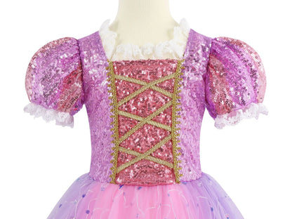 Girl Rapunzal Princess Dress Halloween Cosplay Ball Gown Party Costume Disguise Kids Outfit Children Clothes