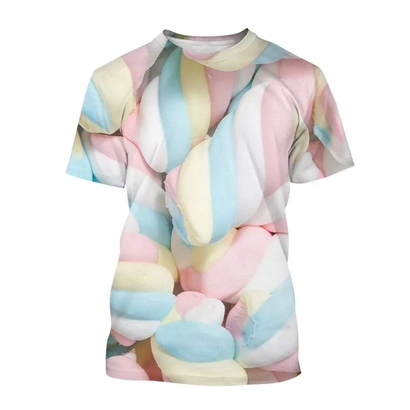 Summer Funny T-Shirts Lollipop Candy 3D Print Streetwear Men Women Casual Oversized Short Sleeve T Shirt Male Tees Tops Clothing