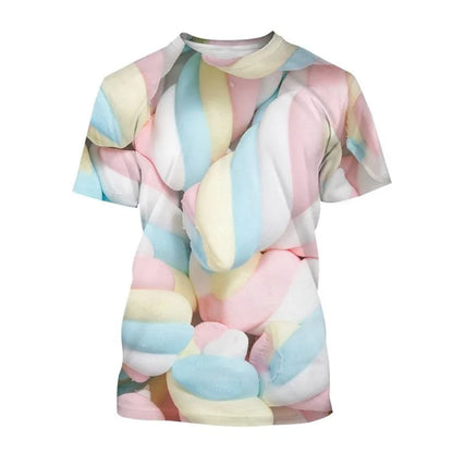 Summer Funny T-Shirts Lollipop Candy 3D Print Streetwear Men Women Casual Oversized Short Sleeve T Shirt Male Tees Tops Clothing