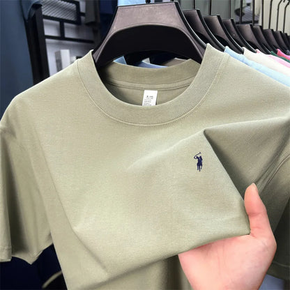 100% cotton high-end short sleeve T-shirt summer designer brand pony embroidery round neck top fashion casual golf men's wear