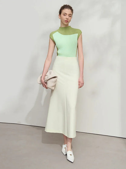Minimalist Skirt Mermaid For Women 2025 Spring New Elegant Office Lady Solid Mid Length Slim Thin Elastic Skirts 12521065