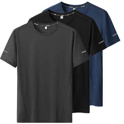 3pcs Summer Sport T-shirt for Men Plus Size 6XL/7XL Quick Dry Tees Oversized Round Neck Short Sleeve Fitness Running T-shirt