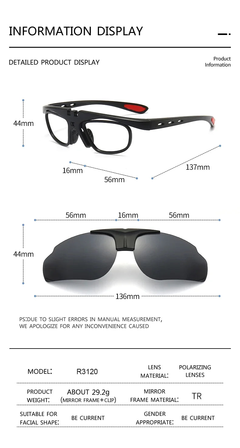 Cycling 4 In 1 Sets Polarized Clip On Sun Glasses Eyeglasses TR90 Magnetic Sunglasses Men Glasses Frame UV400 Anti-Glare