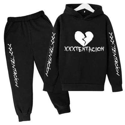 Kids Spring Hip Hop Star Print Tracksuits 4-14 Year Boys Girls Fashion Streetwear rap Hoodie+Pants Outfits Sets Children Clothes