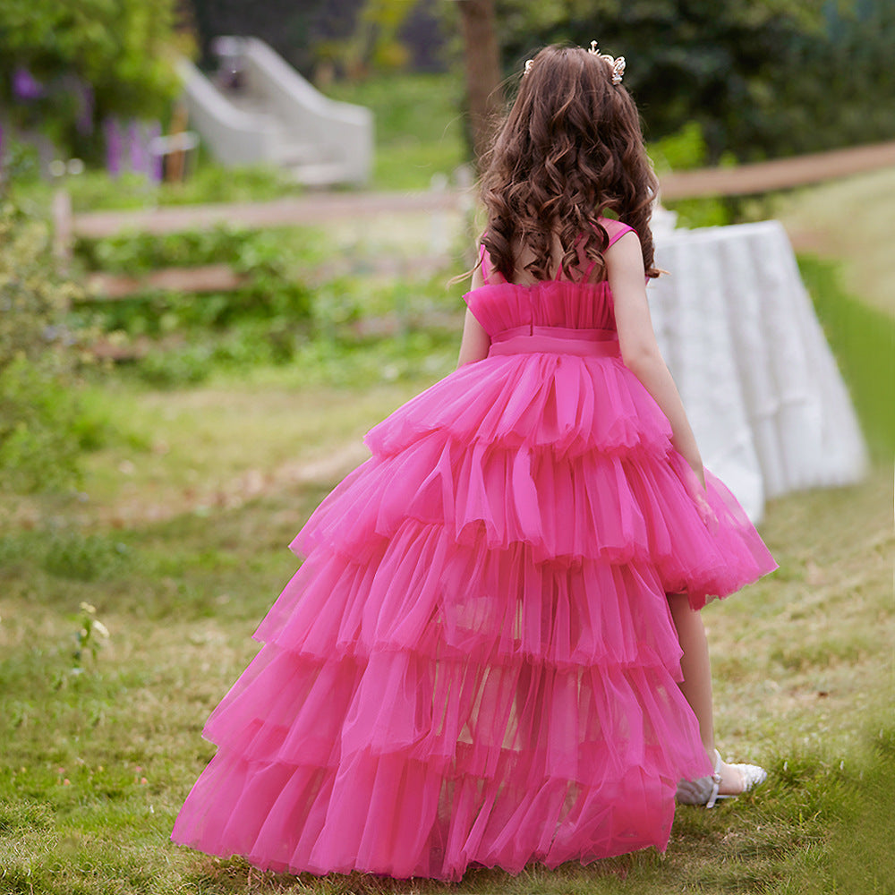 Kid's Party Formal Evening Dresses Elegant Party Dresses For Girls Dresses With Trailing Detachable Princess Dress