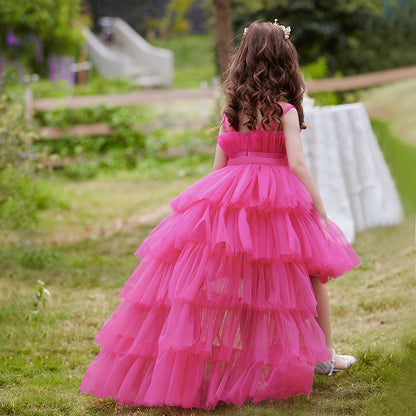 Kid's Party Formal Evening Dresses Elegant Party Dresses For Girls Dresses With Trailing Detachable Princess Dress