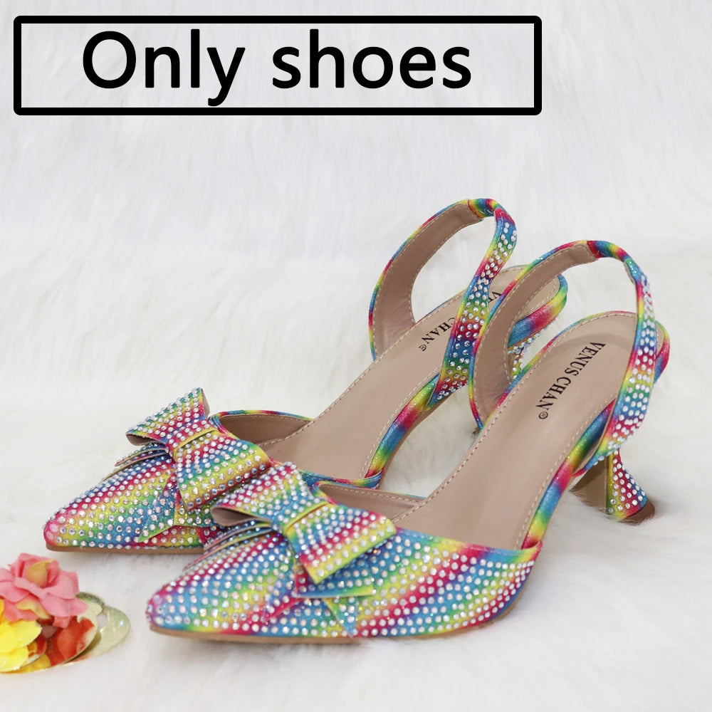 New Silver Simple And Comfortable Streamlined Pointed Shoes Fashionable And Versatile Party Ladies Shoes And Bag Set