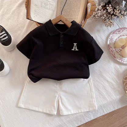 New Children Summer Fashion Baby Boy Clothes Suits Infant Embroidered Letter Polo T Shirt+Shorts 2pcs/Set Toddler Casual Costume