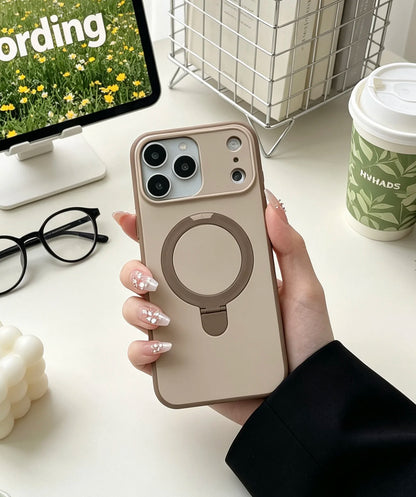 Luxury Matte Clear Metal Holder Ring Magnetic Case For iPhone 17 Air 16 15 14 Plus 13 12 Pro Max For Magsafe Shockproof Cover