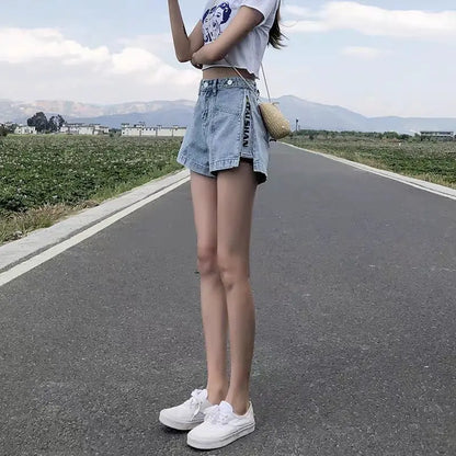 Short Pants For Woman To Wear Jeans Wide Mini Denim Women's Shorts Punk Print Low Price Elasticty Luxury Fashion Y2k Harajuku XL
