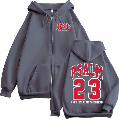 Christian Bible Verse Jesus Zipper Hoodie High Street Fashion Trend Zip Up Pullovers Men Women Casual Loose Hooded Sweatshirts