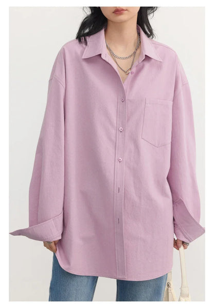 Korean Women's Long-sleeved Shirt Loose Woman Tops Fashion Woman Blouse Office Lady Coat 2025 Spring Autumn Clothing