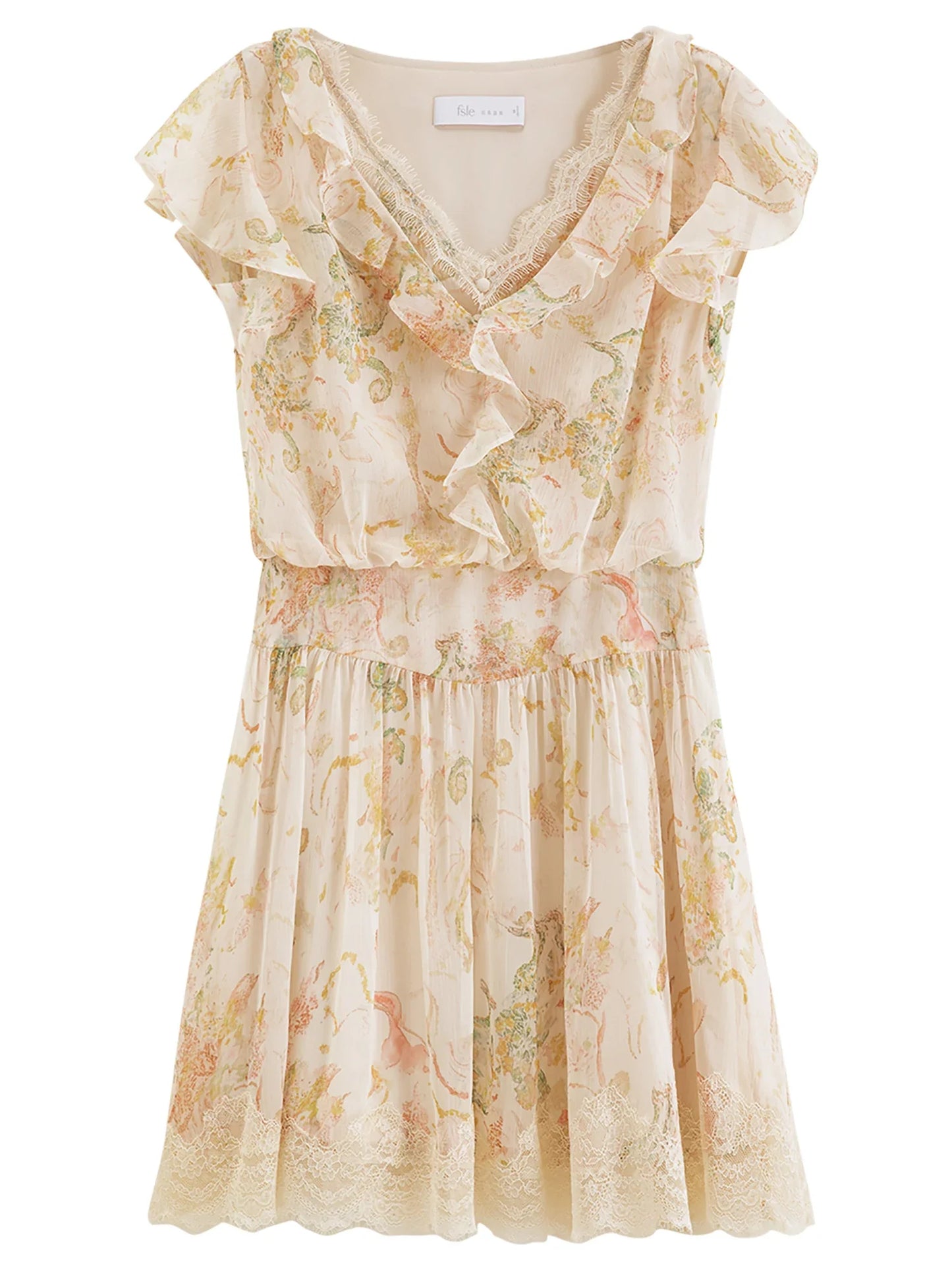 2026 Summer Women‘s Tiered Ruffle Lace Trim Chiffon Long Short Dress Flowy Smocked Maxi for French Romantic Coquette Style