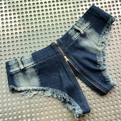 2026 New Ultra Low Waisted Tassel Sexy Denim Short Jeans Women Nightclub