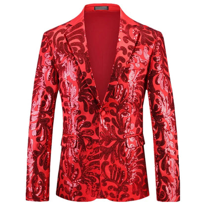 2026 New Men's Blue Sequin Suit Jacket, Silver Asian Fit Formal Dress Coat, Red Green Gold Black Long Sleeve Blazers. M-5XL 6XL