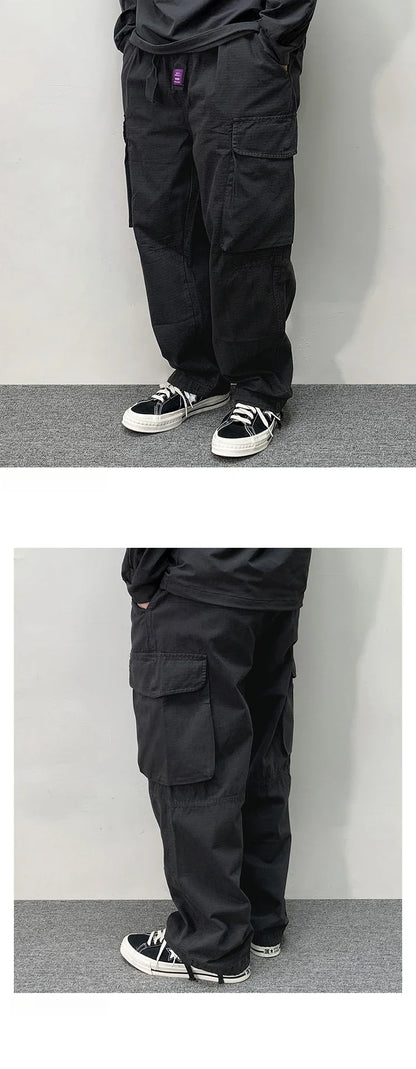 High Quality Cotton Cargo Pants Mens Clothing Plus Size Casual Pants Japanese Harajuku Casual Tactical Joggers Baggy Trousers