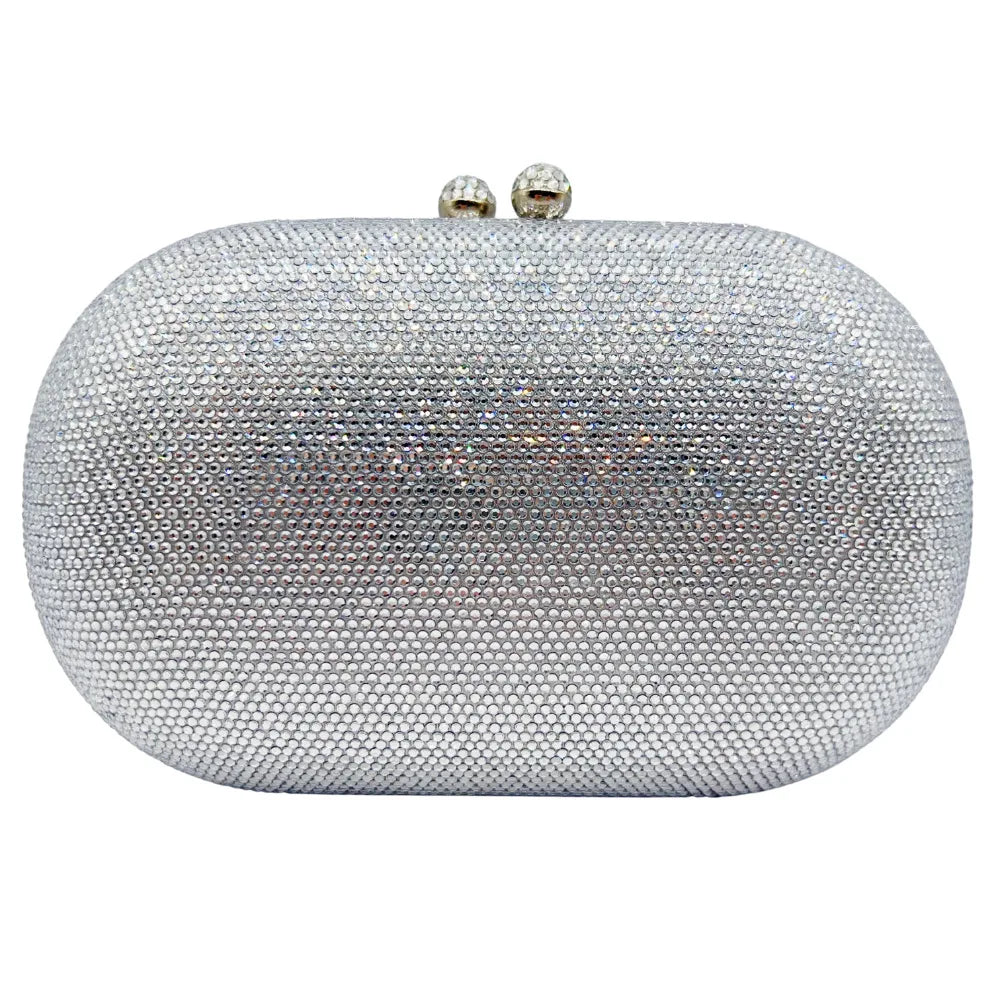 Middle East Diamond Embellished Evening Bag Pure Color Rhinestone Women's Clutch Handbag Polyester Daily Match Magnetic Buckle