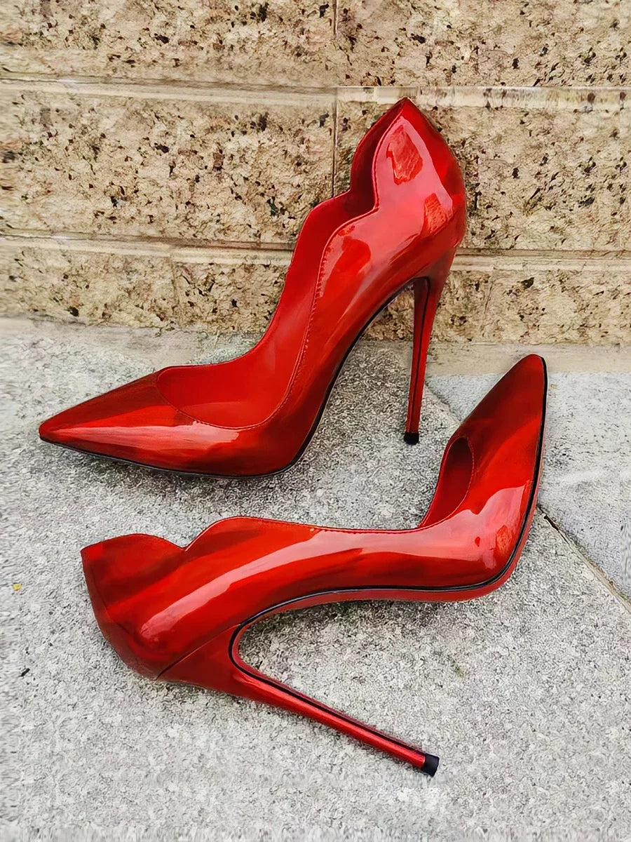 2025 New 12cm Black Extra Thin Heels  High Heels Super Shallow Mouth Women's Large Professional Single Shoes34-46