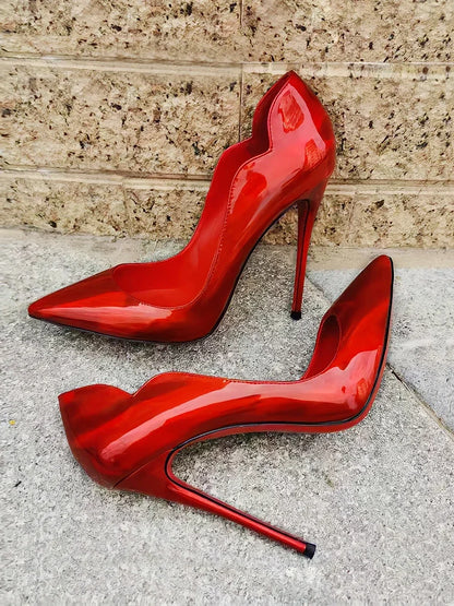 2025 New 12cm Black Extra Thin Heels  High Heels Super Shallow Mouth Women's Large Professional Single Shoes34-46