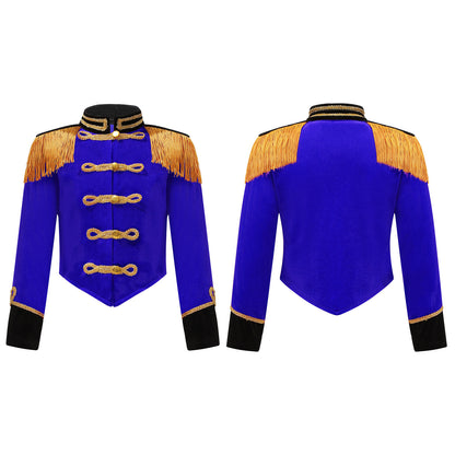 Kids Girls Boys Drum Major Costume Marching Band Uniform Ringleader Drummer Halloween Cosplay Performance Prince Costume