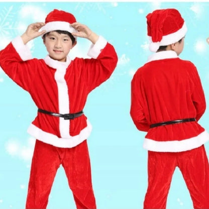 New Year Children Christmas Clothes Santa Claus Red Outfits Cosplay Costume Set Warm Classic Xmas Suit Wear Boys Girls Toddler