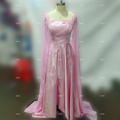 A Line Evening Dress Shawls Party Dresses Lace Applique Celebrity Dresses for Women Long Prom Dresses vestidos de fiesta