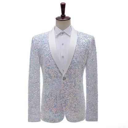 2026 New Men's Red Suit Jacket, Wedding Party Slim Dress Coat, Sequin Decoration Luxurious Blazers Blue Green Terno Masculino