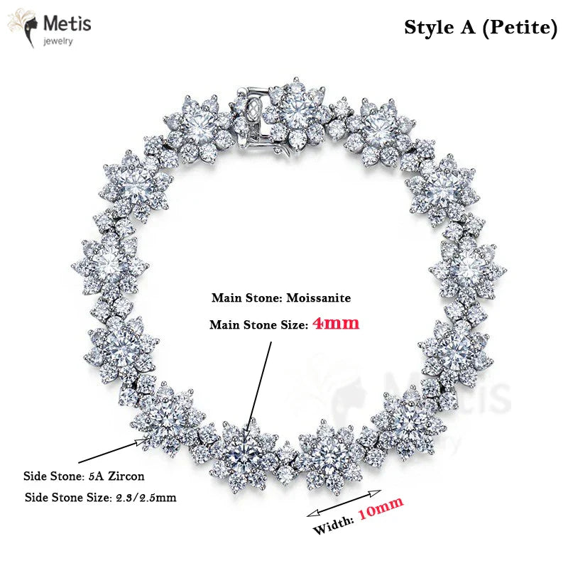 D Color VVS1 Moissanite Bracelet For Women 925 Sterling Silver Diamond Sunflower Bangle Wedding Bridal Luxury Hand Jewelry